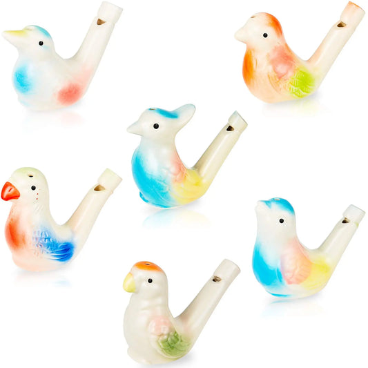 6 Pcs Ceramic Water Bird Whistles, Ceramic Bird Call Whistles, Colorful Porcelain Toys, for Kids Adults Birthday Easter Gift Classroom Prize