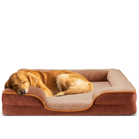 Orthopedic Memory Foam Dog Bed for Large Breeds - Cushioning, Firmness & Joint Relief Support, Washable Removable Cover, Non-Slip Base, Waterproof Pet Sofa Couch